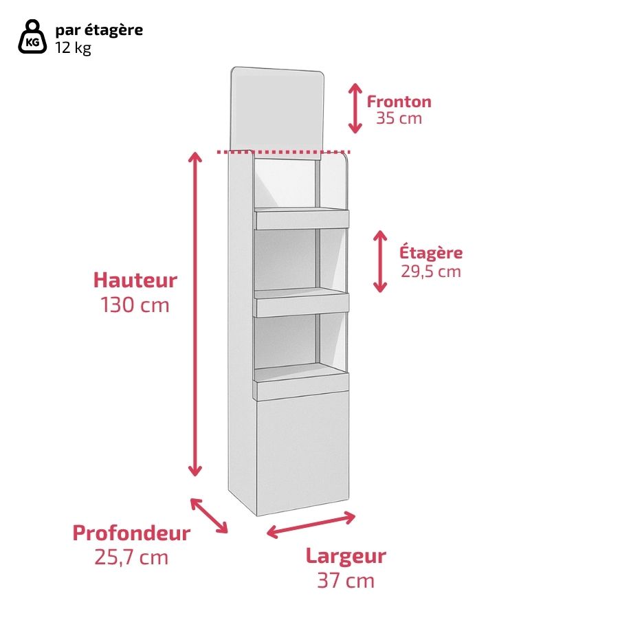 PLV 3 étagères MERIBEL - Présentoir PLV carton - délais rapides