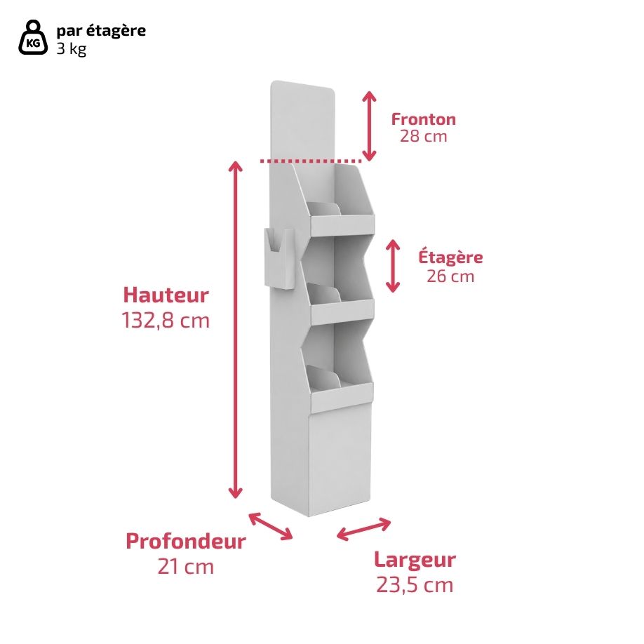 PLV 3 étagères PRAPOUTEL - Présentoir PLV carton - livraison gratuite
