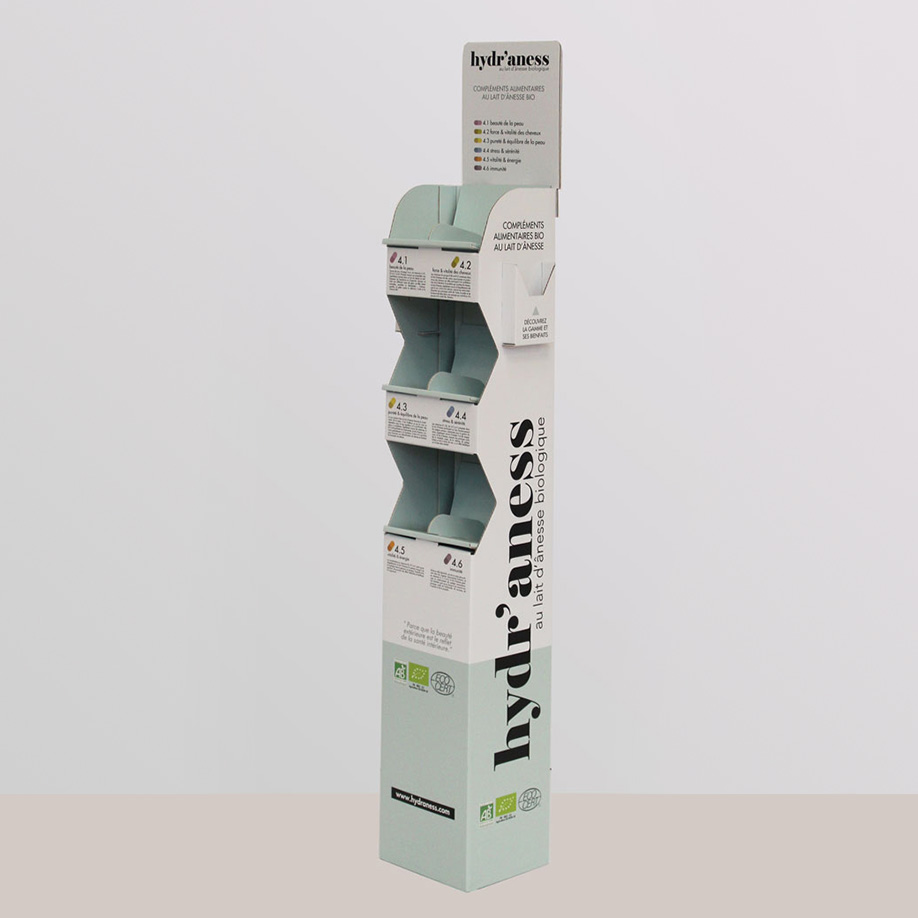 PLV 3 étagères PRAPOUTEL - Présentoir PLV carton - fabrication française