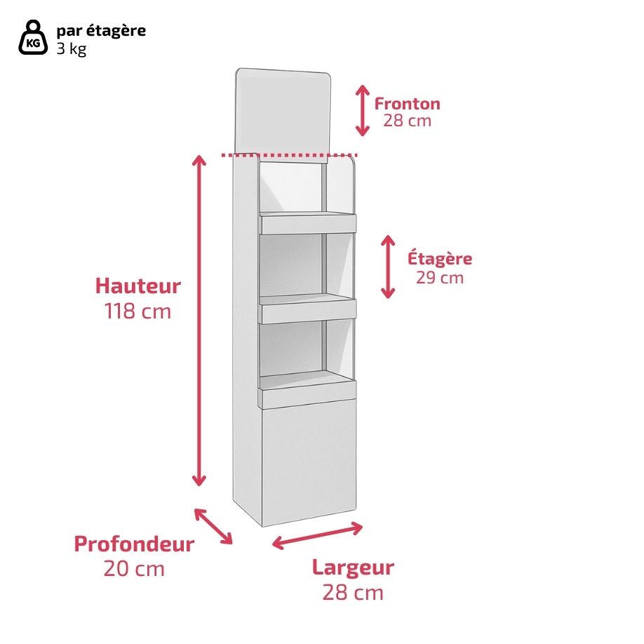 PLV 3 étagères VILLARD - Présentoir PLV carton - impression personnalisée