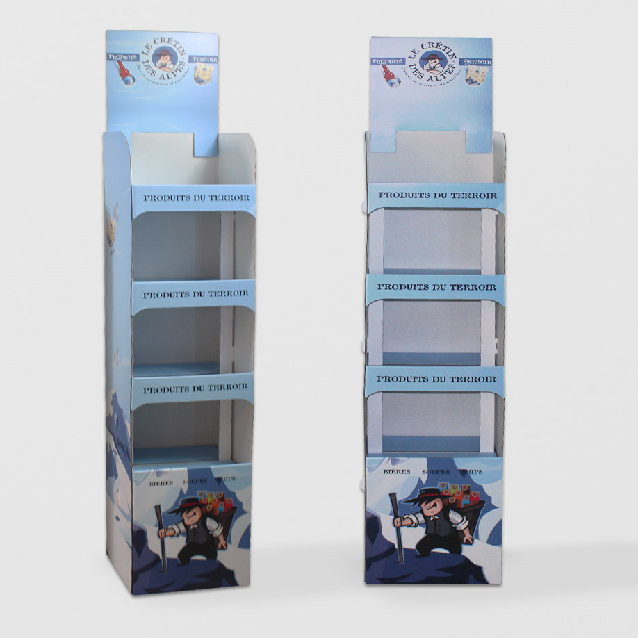 PLV 4 étagères ABONDANCE - Présentoir PLV carton - impression personnalisée