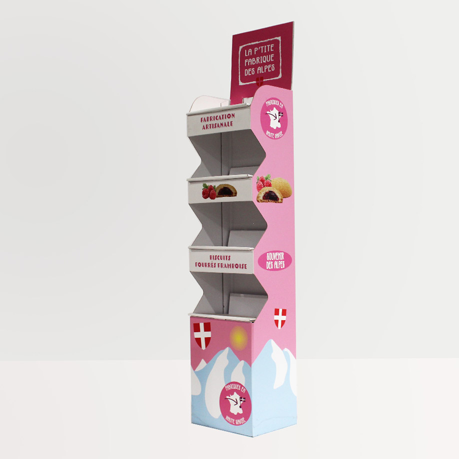 Emballage alimentaire - PLV 4 etagères - smilepack expert en packaging et impression sur-mesure et personnalisé