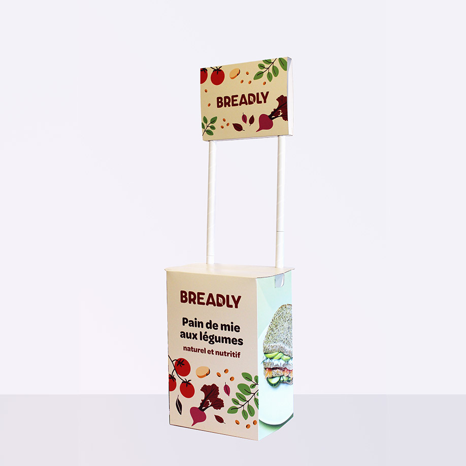 Emballage alimentaire - PLV dégustation comptoir - smilepack expert en packaging et impression sur-mesure et personnalisé